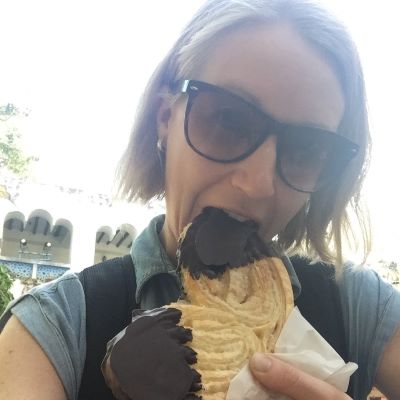 Eating the delicious Elephant Ear Pastry at Disney's Animal Kingdom.